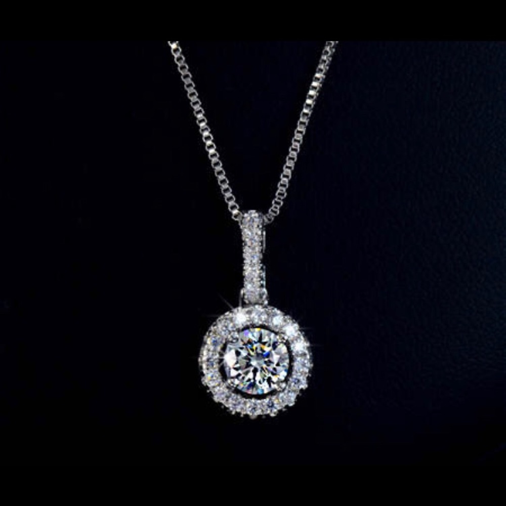 Classic Halo Pendant Necklace Hearts Arrows Cut